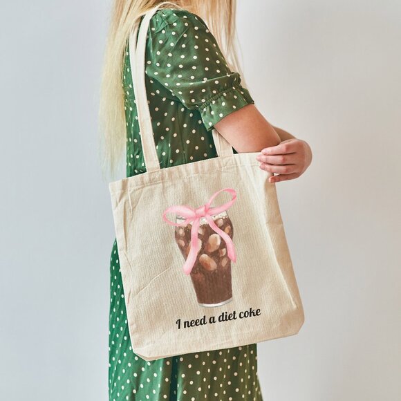 NWT! Diet Coke Tote Bag with Pink Coquette Bow - Picture 3 of 8